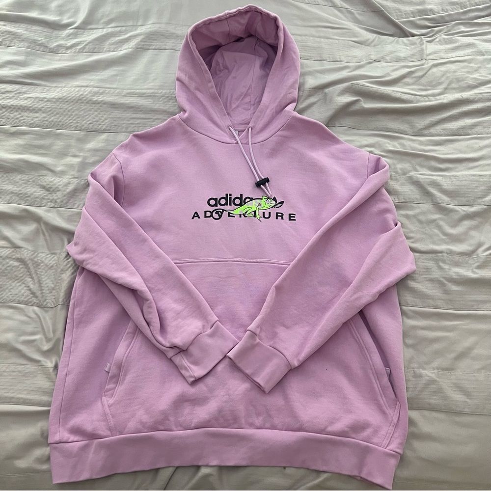 EUC Adidas Originals Adventure Clear Lilac Purple Hoodie Sweatshirt Mens XXL